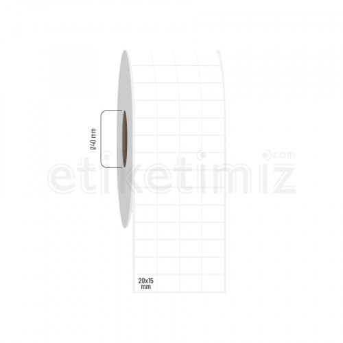 20x15 mm 4'!lü Bitişik PP Opak Etiket