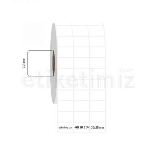 30x20 mm 3'lü Aralıklı  PP Opak Etiket