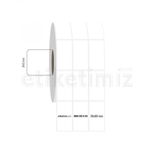 30x60 mm 3'lü Aralıklı PP Opak Etiket 30x60 mm 3'lü Aralıklı PP Opak Etiket