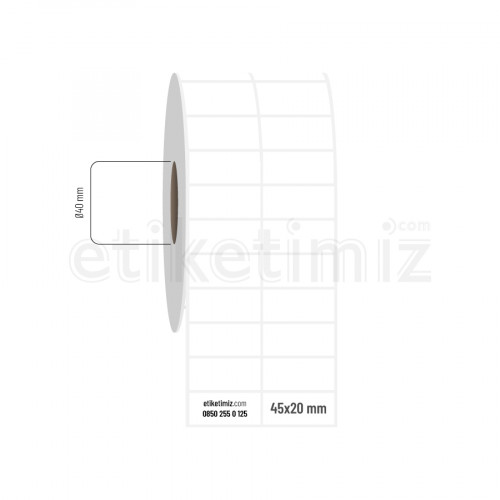 45x20 mm 2'li Aralıklı PP Opak Etiket