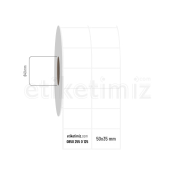 50x35 mm 2'li Aralıklı PP Opak Etiket 50x35 mm 2'li Aralıklı PP Opak Etiket
