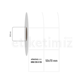 50x70 mm 2'li Aralıklı PP Opak Etiket 50x70 mm 2'li Aralıklı PP Opak Etiket
