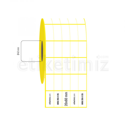 20x60 mm 5'li Bitişik Kuşe Etiket