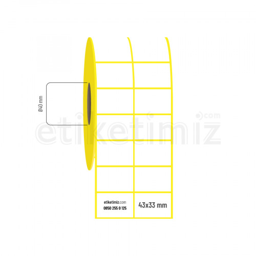 43x33 mm 2'li Aralıklı Lamine Termal Etiket