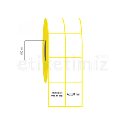 45x80 mm 2'li Aralıklı Kuşe Etiket