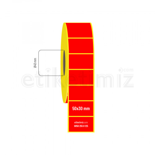 50x30 mm Termal Etiket Kırmızı 50x30 mm Termal Etiket Kırmızı
