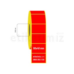 60x40 mm Termal Etiket Kırmızı