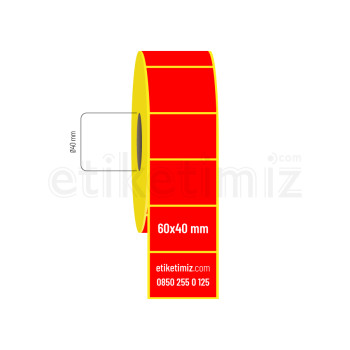 60x40 mm Termal Etiket Kırmızı 60x40 mm Termal Etiket Kırmızı