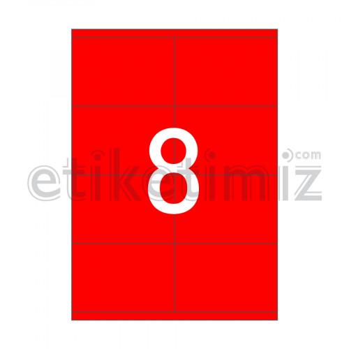 105x70 mm Düz Kenar Lazer Etiket Kırmızı