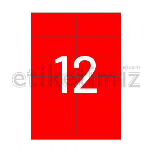 105x46 mm Düz Kenar Lazer Etiket Kırmızı