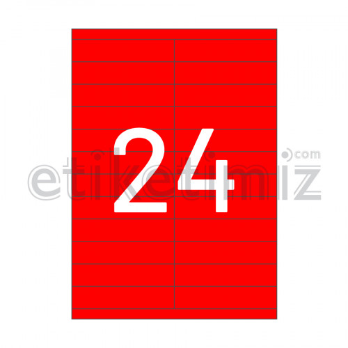 105x23 mm Düz Kenar Lazer Etiket Kırmızı