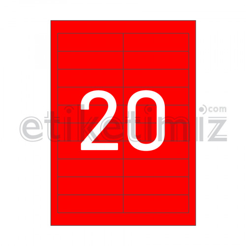 95x26 mm Düz Kenar Lazer Etiket Kırmızı