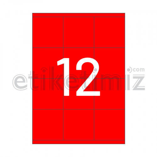 70x70 mm Düz Kenar Lazer Etiket Kırmızı