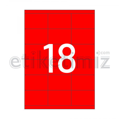 70x46 mm Düz Kenar Lazer Etiket Kırmızı
