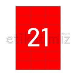 70x42.43 mm Düz Kenar Lazer Etiket Kırmızı