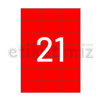 70x42.43 mm Düz Kenar Lazer Etiket Kırmızı