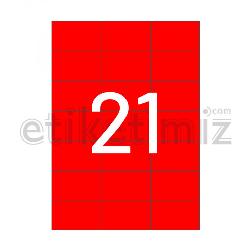 70x42.43 mm Düz Kenar Lazer Etiket Kırmızı