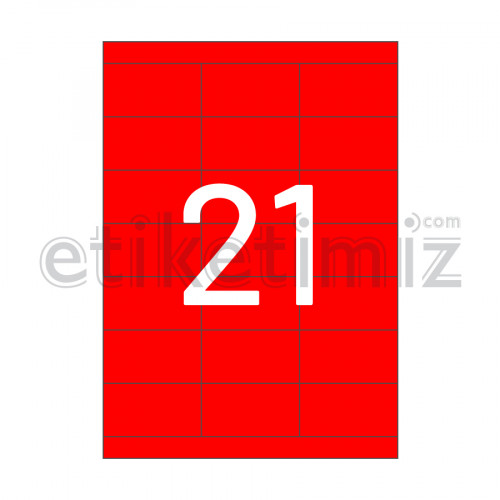 70x38 mm Düz Kenar Lazer Etiket Kırmızı