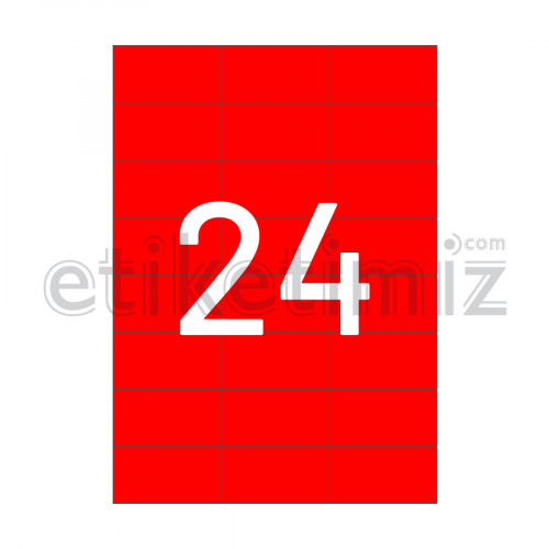 70x37.125 mm Düz Kenar Lazer Etiket Kırmızı