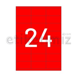 70x35 mm Düz Kenar Lazer Etiket Kırmızı