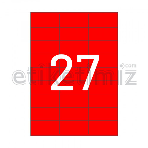 70x32.125 mm Düz Kenar Lazer Etiket Kırmızı