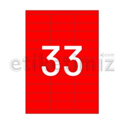 70x25 mm Düz Kenar Lazer Etiket Kırmızı