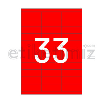 70x25 mm Düz Kenar Lazer Etiket Kırmızı