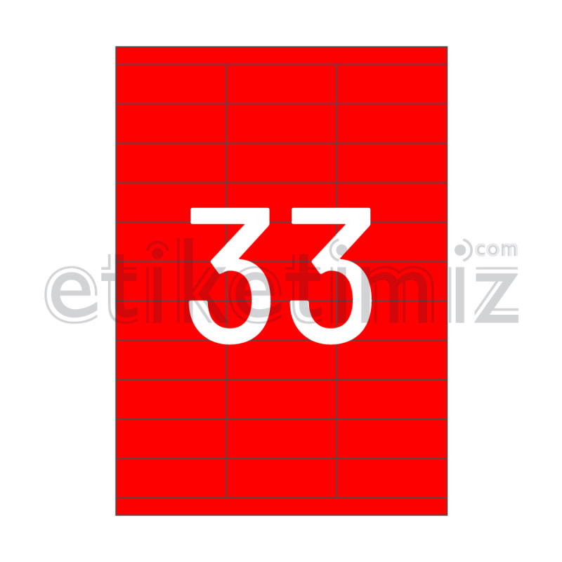 70x25 mm Düz Kenar Lazer Etiket Kırmızı