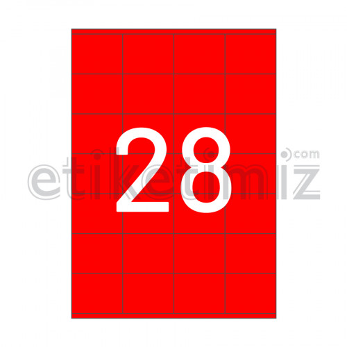 52.5x41 mm Düz Kenar Lazer Etiket Kırmızı