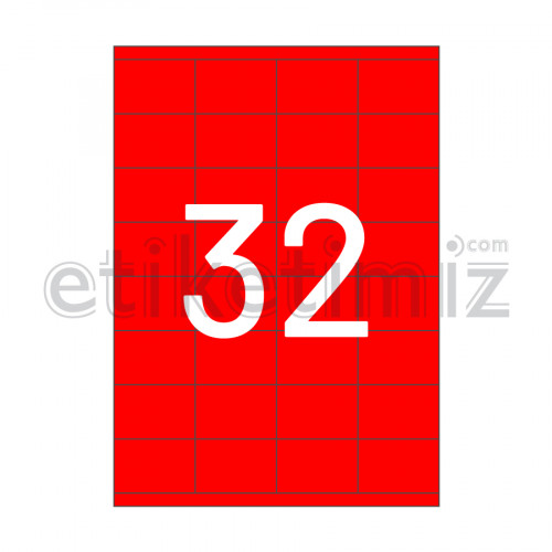 52.5x35 mm Düz Kenar Lazer Etiket Kırmızı