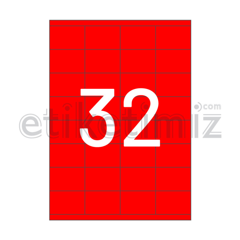 52.5x35 mm Düz Kenar Lazer Etiket Kırmızı 52.5x35 mm Düz Kenar Lazer Etiket Kırmızı