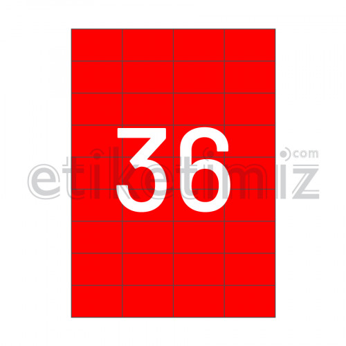 52.5x33 mm Düz Kenar Lazer Etiket Kırmızı