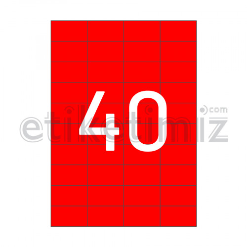 52.5x29.7 mm Düz Kenar Lazer Etiket Kırmızı