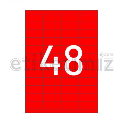 52.5x23 mm Düz Kenar Lazer Etiket Kırmızı