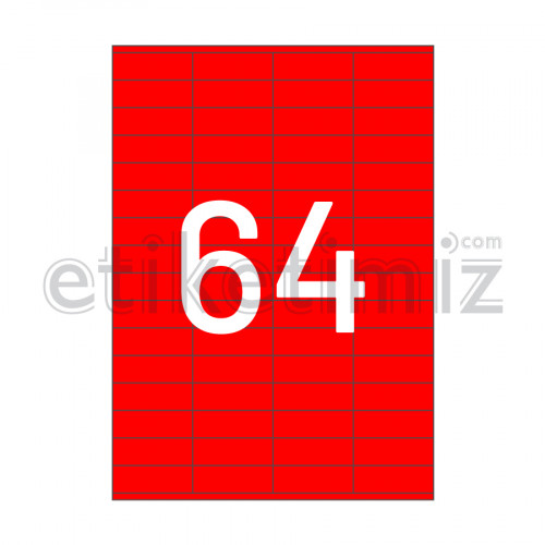 52.5x18 mm Düz Kenar Lazer Etiket Kırmızı