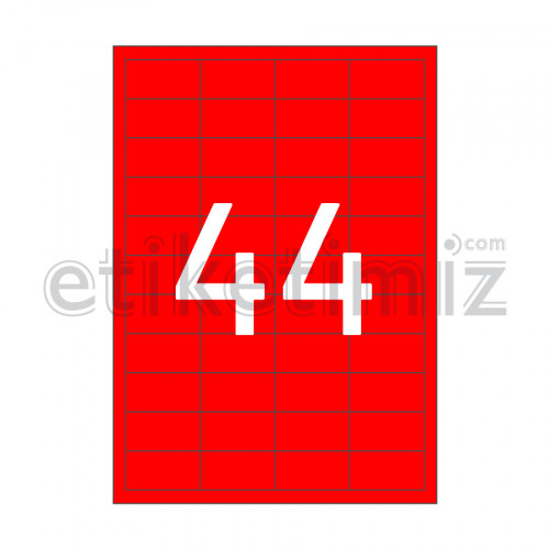 48.5x25.4 mm Düz Kenar Lazer Etiket Kırmızı