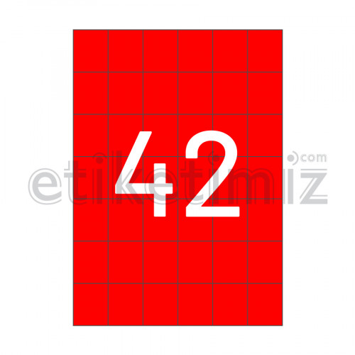 35x42 mm Düz Kenar Lazer Etiket Kırmızı