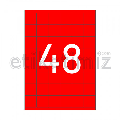 35x35 mm Düz Kenar Lazer Etiket Kırmızı