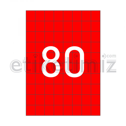 26.25x29.84 mm Düz Kenar Lazer Etiket Kırmızı