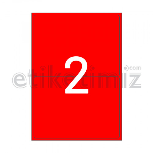 199.6x143.5 mm Yuvarlak Kenar Lazer Etiket Kırmızı