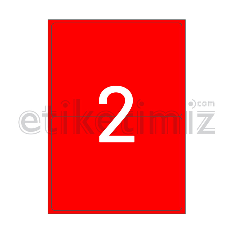 199.6x143.5 mm Yuvarlak Kenar Lazer Etiket Kırmızı