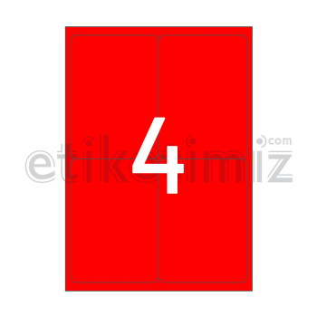 99.1x139 mm Yuvarlak Kenar Lazer Etiket Kırmızı