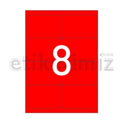 99.1x67.7 mm Yuvarlak Kenar Lazer Etiket Kırmızı