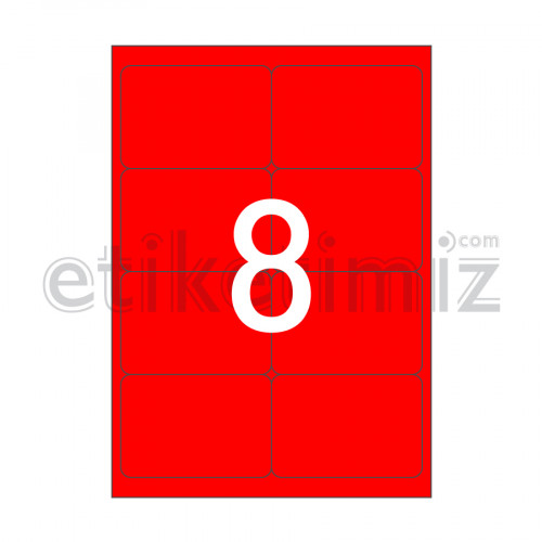 99.1x67.7 mm Yuvarlak Kenar Lazer Etiket Kırmızı