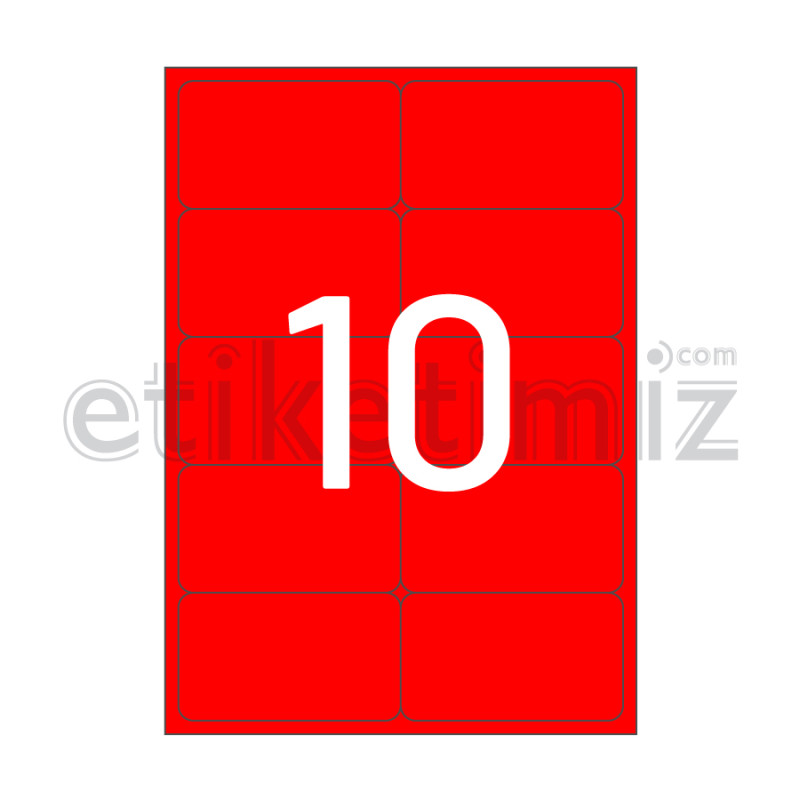 99.06x57 mm Yuvarlak Kenar Lazer Etiket Kırmızı 99.06x57 mm Yuvarlak Kenar Lazer Etiket Kırmızı