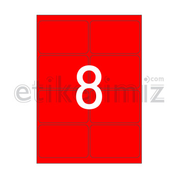 99.5x65.5 mm Yuvarlak Kenar Lazer Etiket Kırmızı