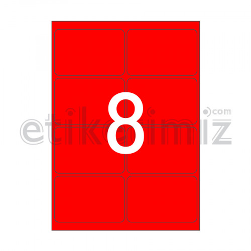 99.5x65.5 mm Yuvarlak Kenar Lazer Etiket Kırmızı