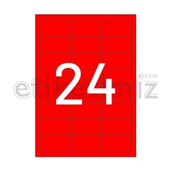 64x34 mm Yuvarlak Kenar Lazer Etiket Kırmızı