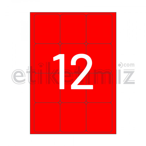 63.5x72 mm Yuvarlak Kenar Lazer Etiket Kırmızı
