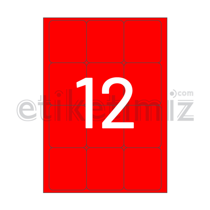 63.5x72 mm Yuvarlak Kenar Lazer Etiket Kırmızı 63.5x72 mm Yuvarlak Kenar Lazer Etiket Kırmızı